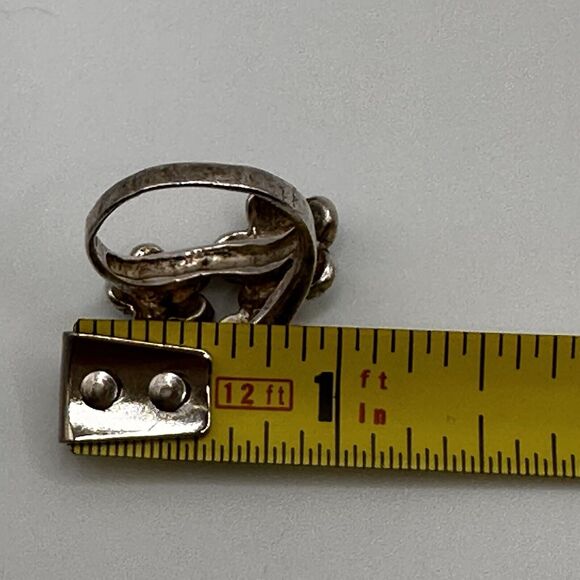 Château d’Argent Sterling Blue Mother of Pearl Triple Daisy Flower Ring sz 7.75 - Picture 11 of 13